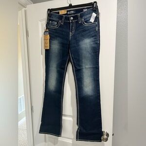 NEW NWT suki‎ mid slim boot silver Jeans 30/33 30x33